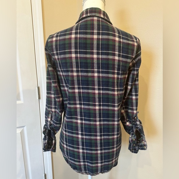Moon Collection Studded Plaid Flannel Button Down Shirt Girls Size Large 14-16 - Picture 6 of 7
